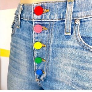 Alice + Olivia rainbow button jeans